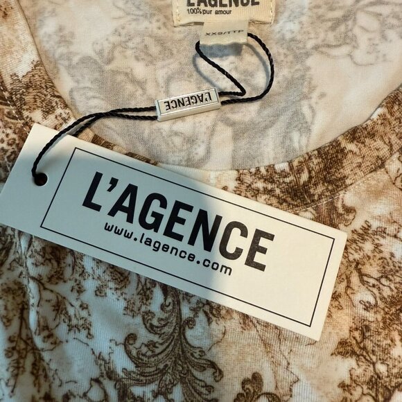 NEW L'AGENCE ressi short sleeve tee in Brown Panther Toile Size XXS - Picture 5 of 5